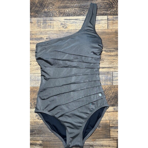 Calvin Klein One Piece Swimsuit‎ Brown Shimmer One Strap Size 4 - Picture 1 of 9
